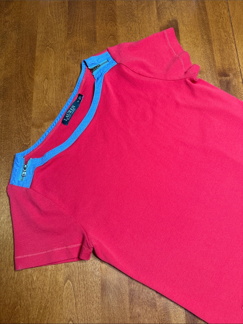 Ralph Lauren XL Res Short-Sleeve Tee with Blue Trim with Zipper Accents